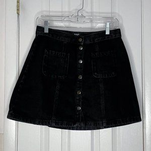 BDG Urban Outfitters Black Denim Mini Button Up A-Line Skirt
